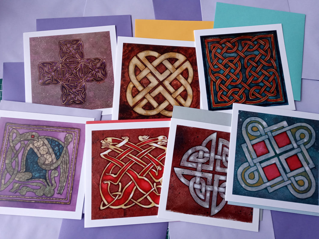 Celtic, Pictish and Irish knotwork designs greetings cards- Set of 7 (seven)