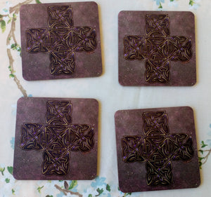 Celtic coasters- Ulbster cross set of 4 (four)