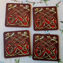 Load image into Gallery viewer, Celtic coasters- two Celtic dogs set of 4 (four)