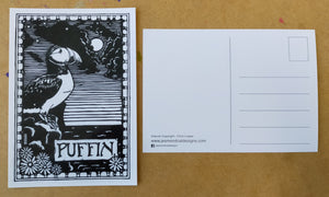Gothic Puffin- A6 laminated post card
