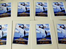 Load image into Gallery viewer, Holiday Puffin- 5 inch by 7 inch mounted portrait print