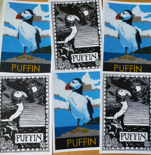 Puffin postcards- pack of 6 (six)
