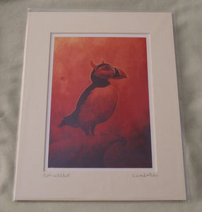 Puffinzebub- The Devil's Puffin- 5 inch by 7 inch mounted portrait print