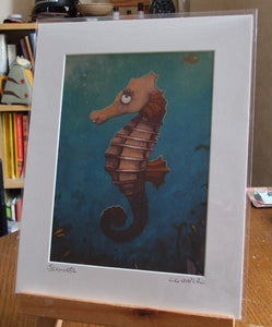 Seahorse- 6 inch by 8 inch mounted portrait print