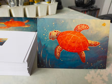 Load image into Gallery viewer, Turtle A6 greetings card- set of 5 (five)